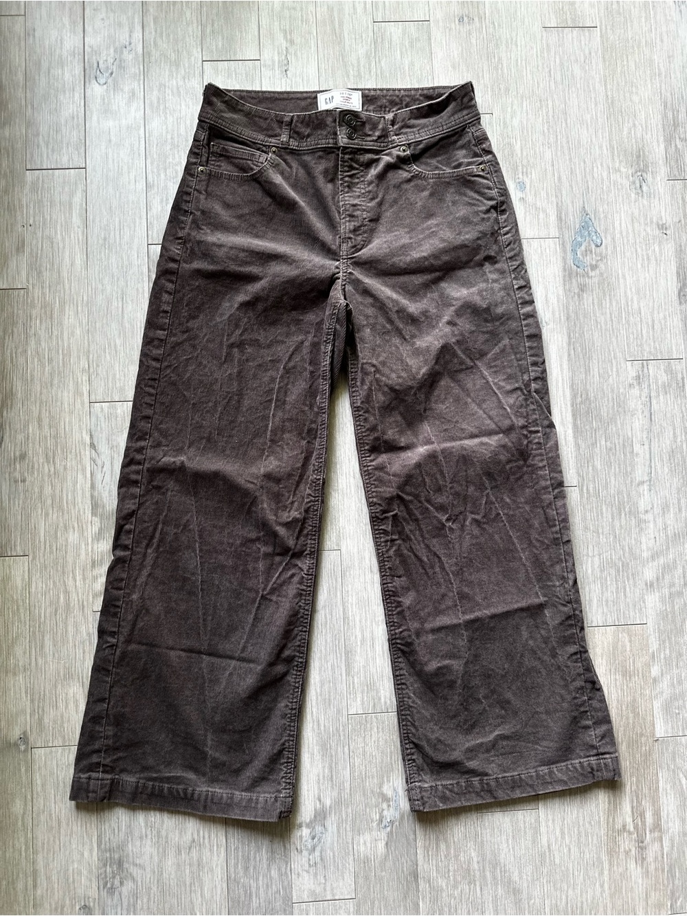 GAP High Stride Sportif Dark Brown Chocolate Corduroy Wide-Leg Pants 30/10P